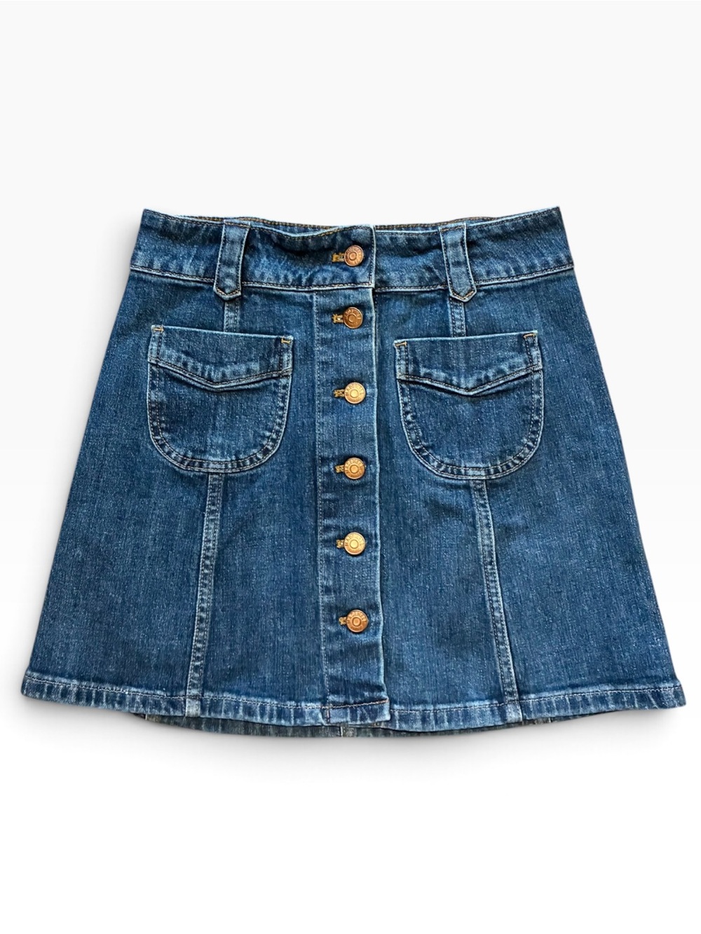 Madewell Medium Wash Button-Front A-Line Denim Mini Skirt Women's Size 0